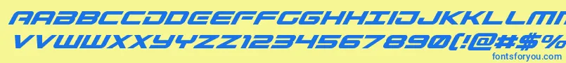 Gunshipsuperital Font – Blue Fonts on Yellow Background