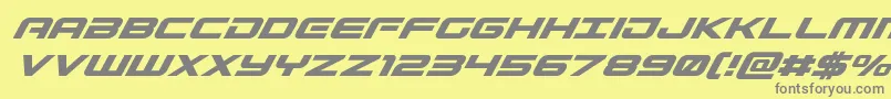 フォントGunshipsuperital – 黄色の背景に灰色の文字