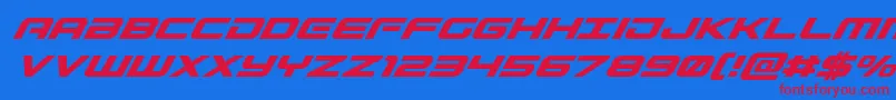 Gunshipsuperital Font – Red Fonts on Blue Background
