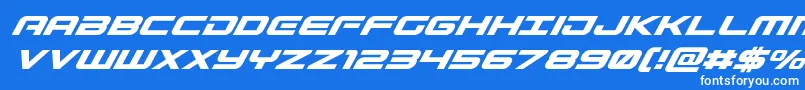 フォントGunshipsuperital – 青い背景に白い文字