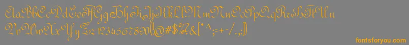 フォントRundschrift – オレンジの文字は灰色の背景にあります。