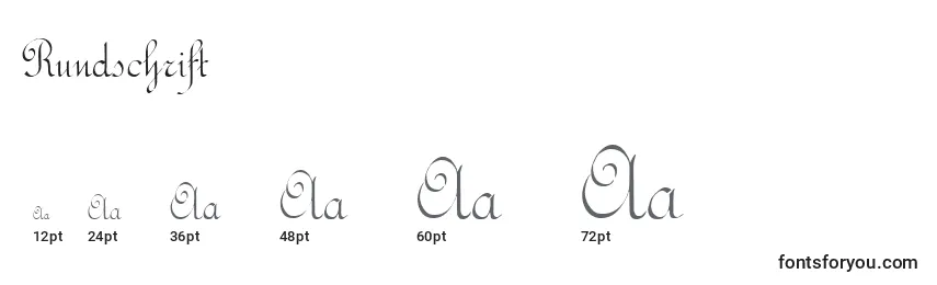 Rundschrift Font Sizes