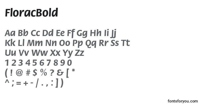 Schriftart FloracBold – Alphabet, Zahlen, spezielle Symbole