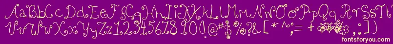 Bizzybee Font – Yellow Fonts on Purple Background