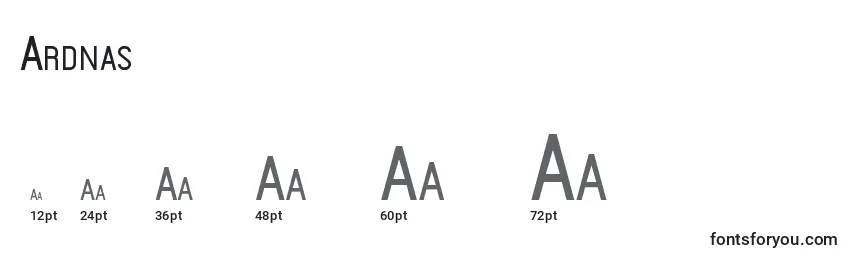 Размеры шрифта Ardnas