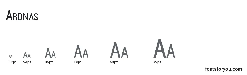 Größen der Schriftart Ardnas