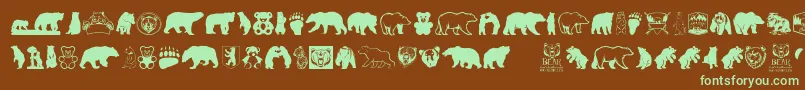 フォントBearIcons – 緑色の文字が茶色の背景にあります。