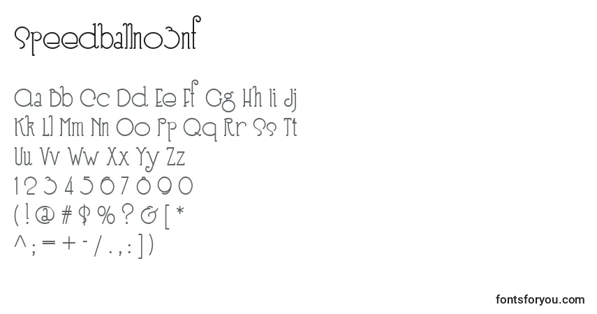 Schriftart Speedballno3nf – Alphabet, Zahlen, spezielle Symbole