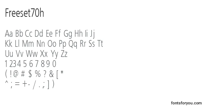A fonte Freeset70h – alfabeto, números, caracteres especiais