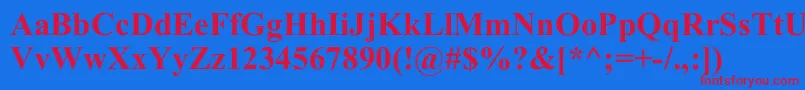 TimesNewRomB-fontti – punaiset fontit sinisellä taustalla