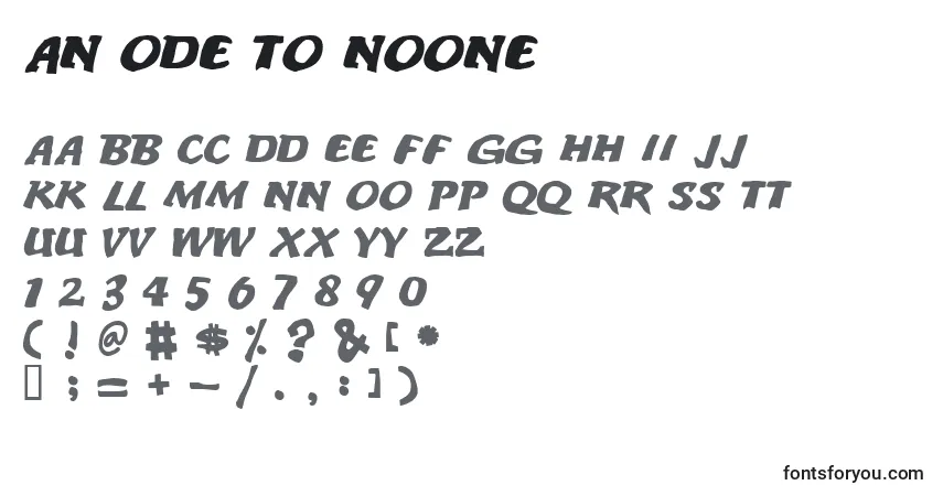 Czcionka An Ode To Noone – alfabet, cyfry, specjalne znaki