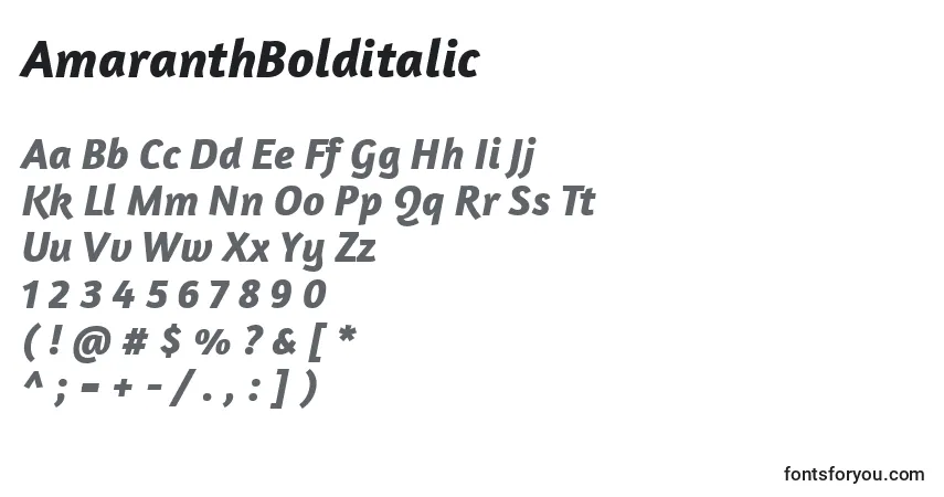 AmaranthBolditalic-fontti – aakkoset, numerot, erikoismerkit