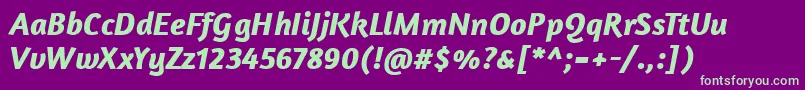 AmaranthBolditalic Font – Green Fonts on Purple Background