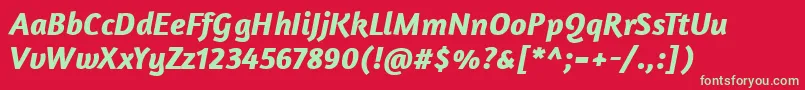 AmaranthBolditalic Font – Green Fonts on Red Background