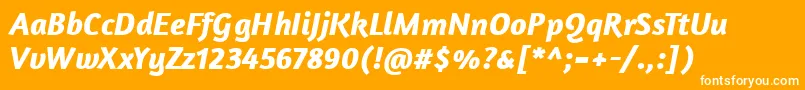 AmaranthBolditalic-Schriftart – Weiße Schriften auf orangefarbenem Hintergrund