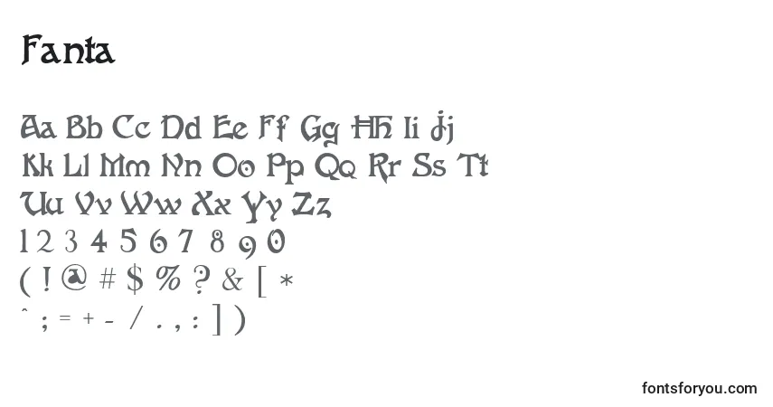 Schriftart Fanta – Alphabet, Zahlen, spezielle Symbole