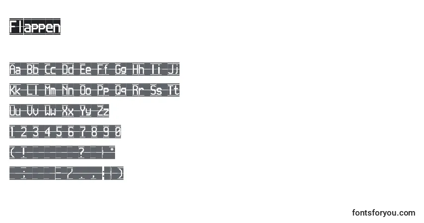 Schriftart Flappen – Alphabet, Zahlen, spezielle Symbole