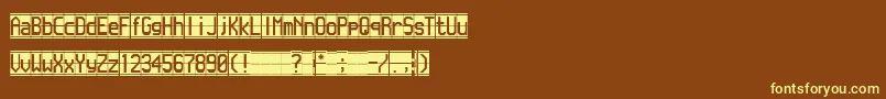 Flappen-fontti – keltaiset fontit ruskealla taustalla