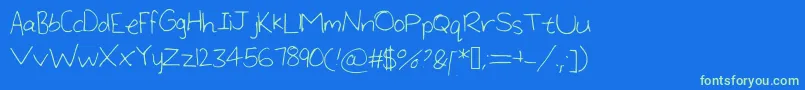LargeHandwriting Font – Green Fonts on Blue Background