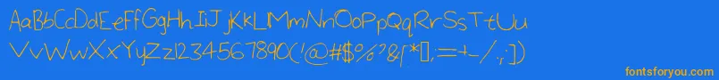 LargeHandwriting Font – Orange Fonts on Blue Background