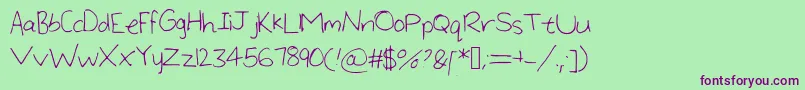 LargeHandwriting Font – Purple Fonts on Green Background