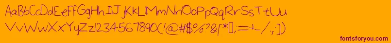 LargeHandwriting Font – Purple Fonts on Orange Background