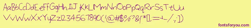 LargeHandwriting Font – Purple Fonts on Yellow Background