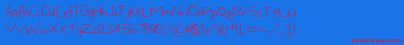 LargeHandwriting-Schriftart – Rote Schriften auf blauem Hintergrund