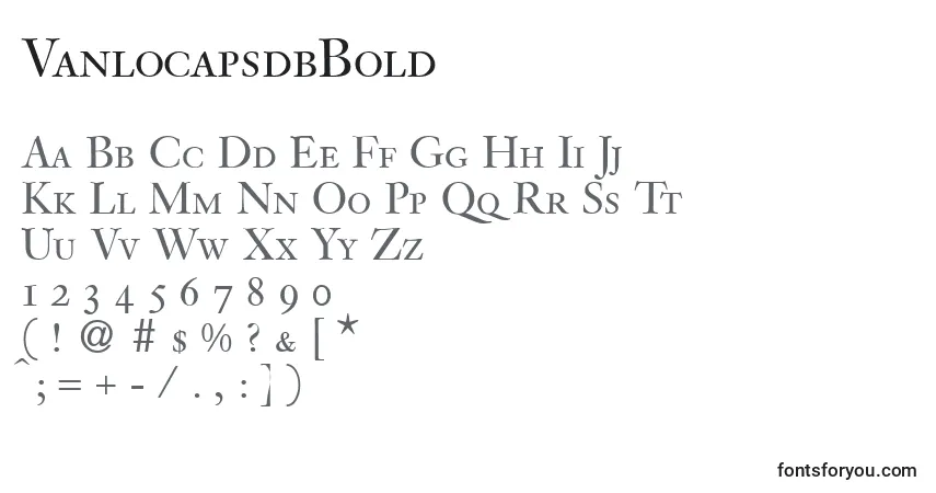 Czcionka VanlocapsdbBold – alfabet, cyfry, specjalne znaki