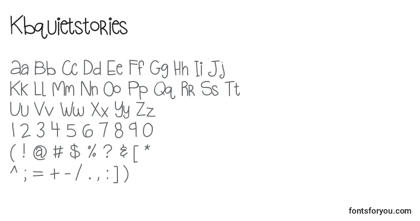Kbquietstories font – alphabet, numbers, special characters