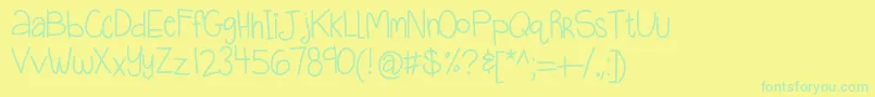 Kbquietstories Font – Green Fonts on Yellow Background