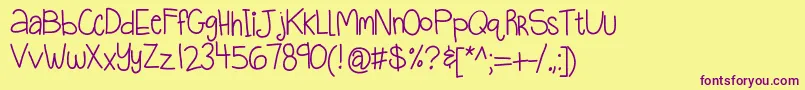 Kbquietstories Font – Purple Fonts on Yellow Background