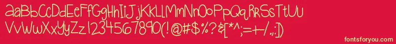 Kbquietstories Font – Yellow Fonts on Red Background