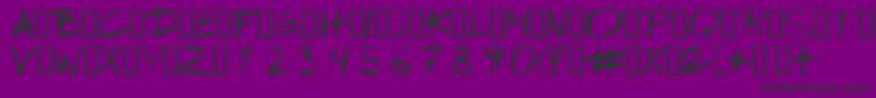 Wipeout-Schriftart – Schwarze Schriften auf violettem Hintergrund
