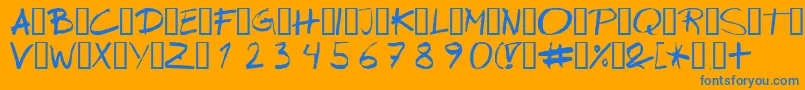 フォントWipeout – オレンジの背景に青い文字