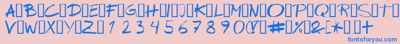 Wipeout-fontti – siniset fontit vaaleanpunaisella taustalla