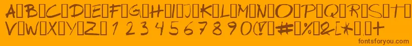 Wipeout-Schriftart – Braune Schriften auf orangefarbenem Hintergrund