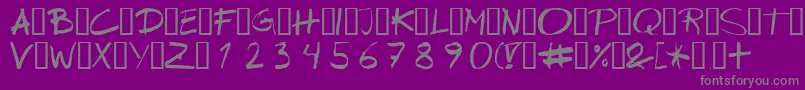 Wipeout-Schriftart – Graue Schriften auf violettem Hintergrund