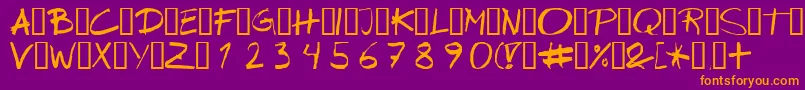 Wipeout-fontti – oranssit fontit violetilla taustalla