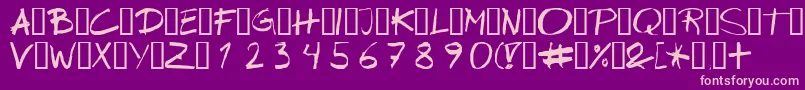 Wipeout-Schriftart – Rosa Schriften auf violettem Hintergrund