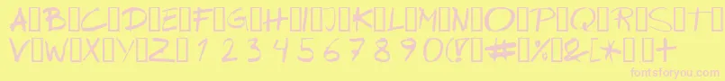 Wipeout-fontti – vaaleanpunaiset fontit keltaisella taustalla