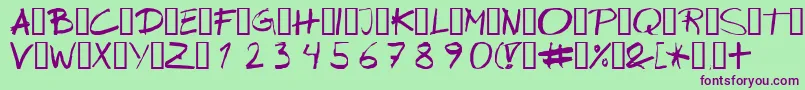 Wipeout-fontti – violetit fontit vihreällä taustalla