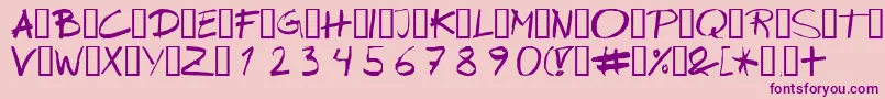 フォントWipeout – ピンクの背景に紫のフォント