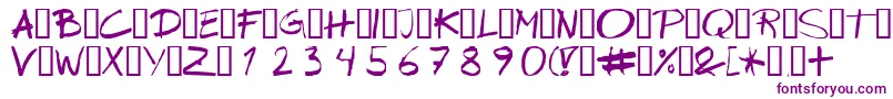 Wipeout-Schriftart – Violette Schriften auf weißem Hintergrund