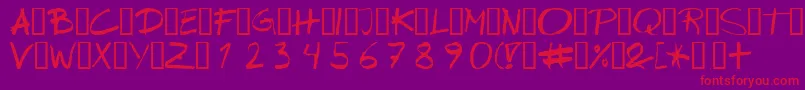 Wipeout-Schriftart – Rote Schriften auf violettem Hintergrund