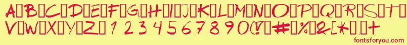 Wipeout-fontti – punaiset fontit keltaisella taustalla