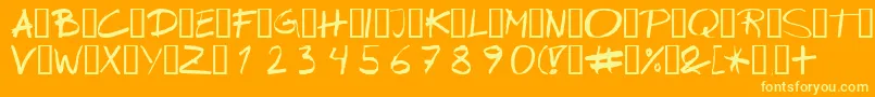 フォントWipeout – オレンジの背景に黄色の文字