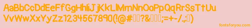 フォントBlackPixel – オレンジの文字がピンクの背景にあります。