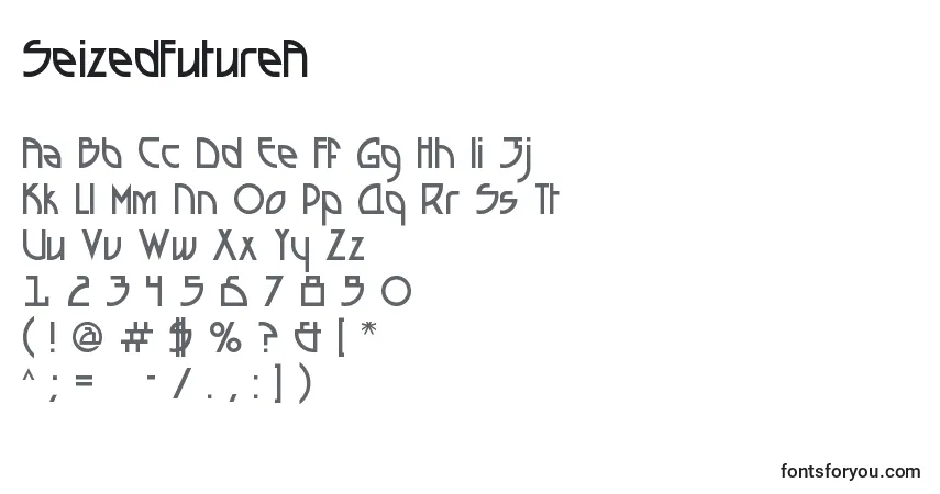A fonte SeizedFutureA – alfabeto, números, caracteres especiais
