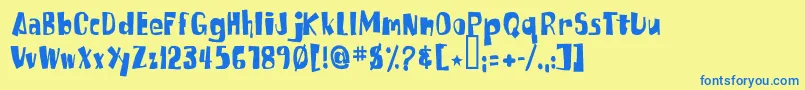 Fonte Russpongefont – fontes azuis em um fundo amarelo